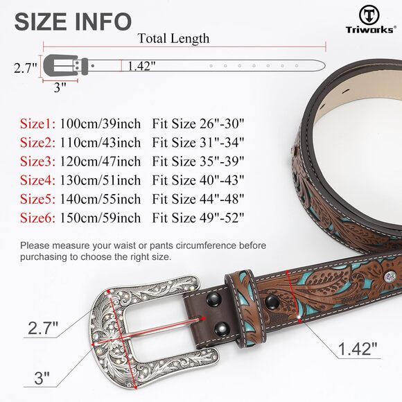 3491 Western Belts For Women Cowgirl,cowboy Bling Country Turquoise main image 5